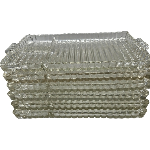 Elegant Clear Glass Bubble Snack Tray Set of 6 - Picture 2 of 11